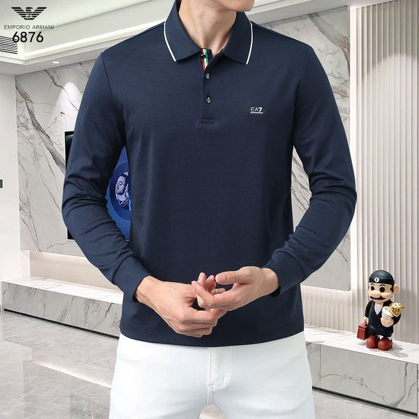 Men Long Sleeve Slim Fit Polo Shirt