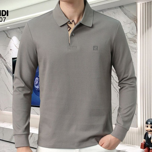 Men Long Sleeve Polo T-Shirt – Smart Casual Fit