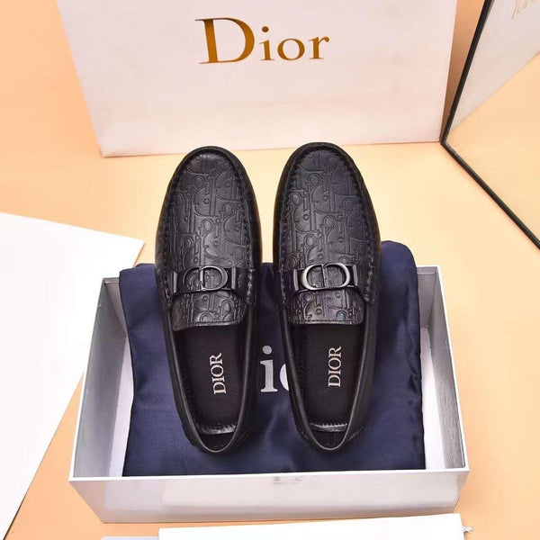 Men Premium Black Embossed Leather Loafers