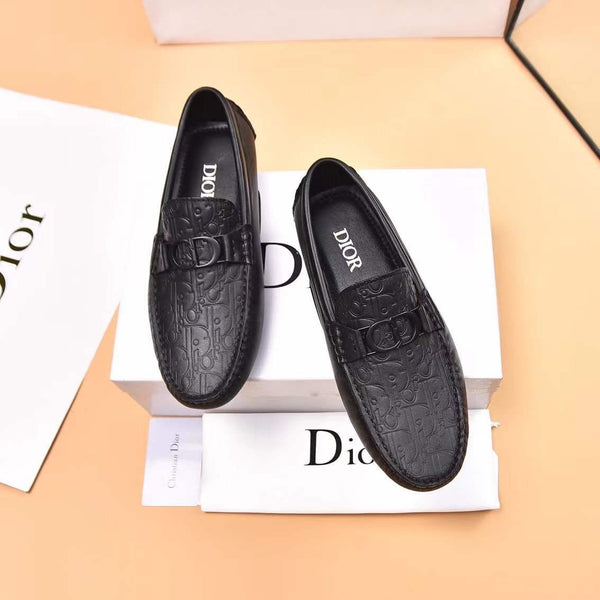 Men Premium Black Embossed Leather Loafers