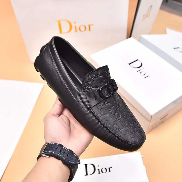 Men Premium Black Embossed Leather Loafers