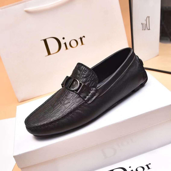 Men Premium Black Embossed Leather Loafers