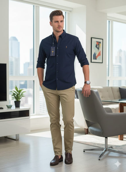 Luxury Button-Down Long-Sleeve Shirt