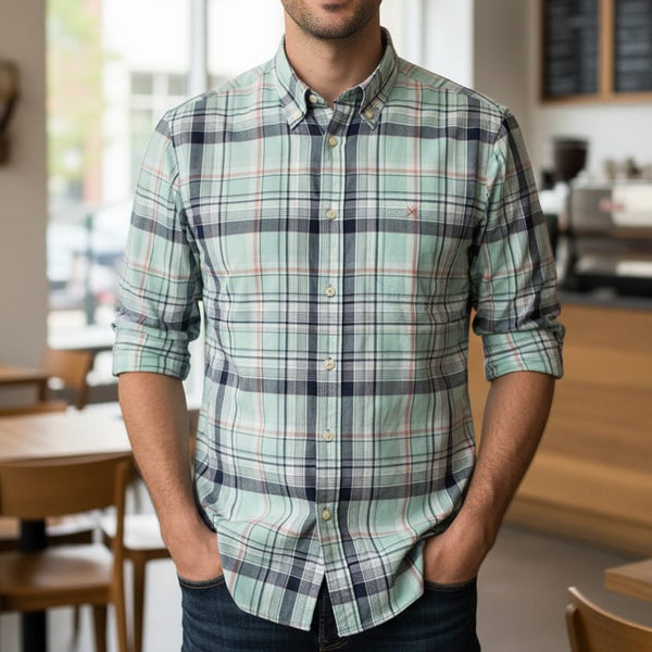 Men Classic Checkered Button-Down Shirt