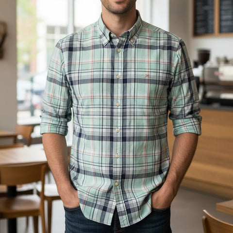 Men Classic Checkered Button-Down Shirt
