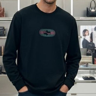 Premium Black GG Interlocking Logo Print Sweatshirt