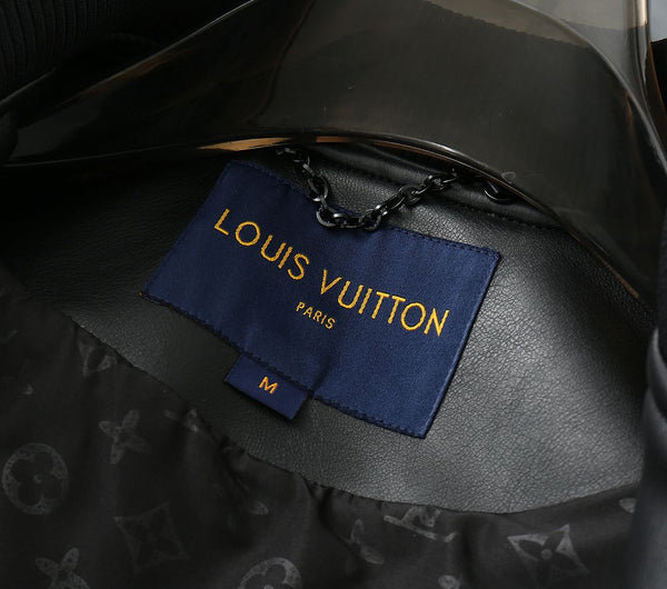 Luxury Black Leather Varsity Jacket with Embroidered Detailing