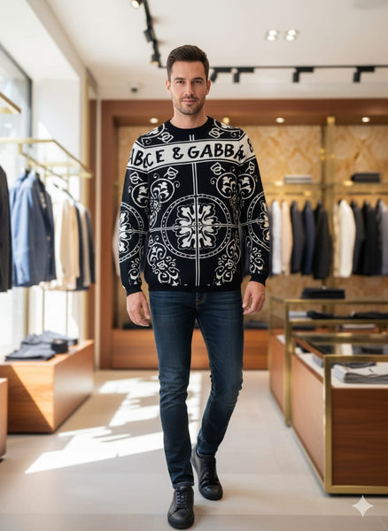 Imported Logo-Print Woolen Pullover