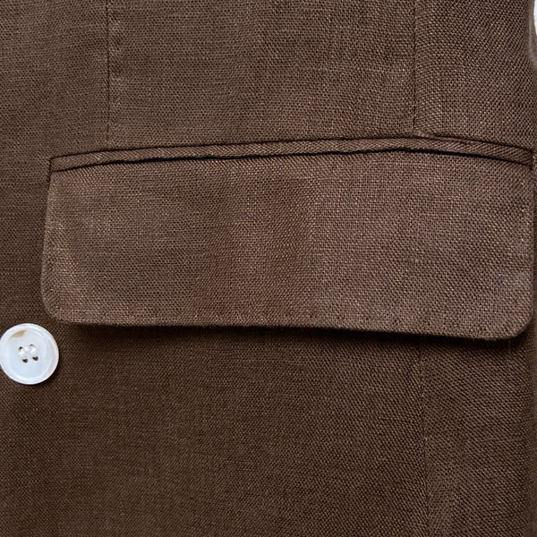 Double-Breasted Brown Blazer with Embroidered Crest