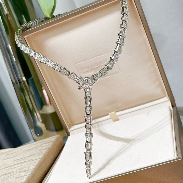Luxury Sparkling Snake-Inspired Diamond Necklace