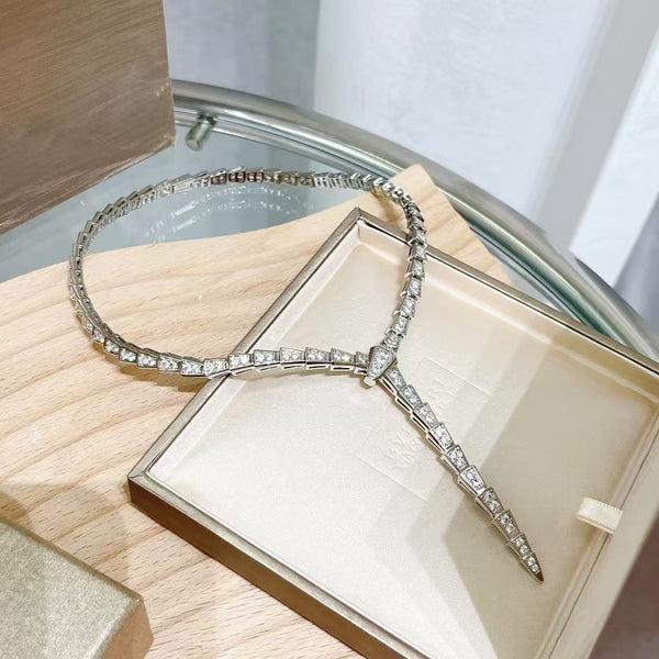 Luxury Sparkling Snake-Inspired Diamond Necklace