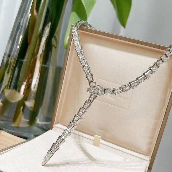 Luxury Sparkling Snake-Inspired Diamond Necklace