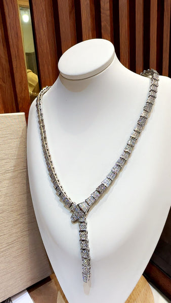 Luxury Sparkling Snake-Inspired Diamond Necklace