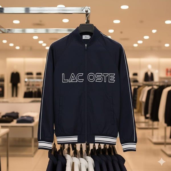 Men Navy Zip-Up Track Jacket – Minimalist Line Design