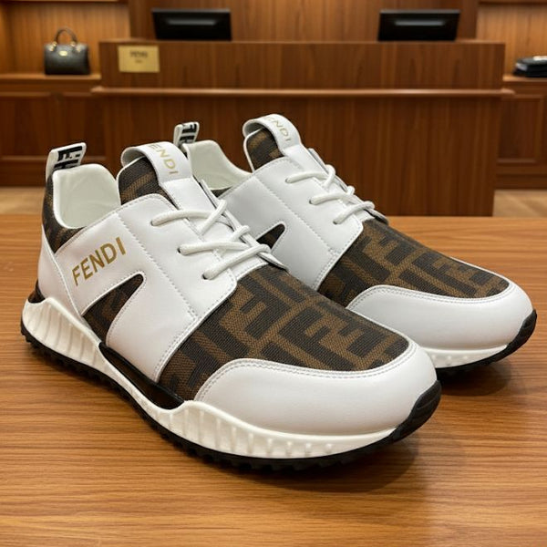 Stylish Running Sneakers - White and Brown