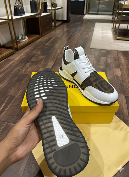 Stylish Running Sneakers - White and Brown