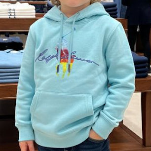 Kids Sky blue Hoodie with Multicolor Polo  For Kids