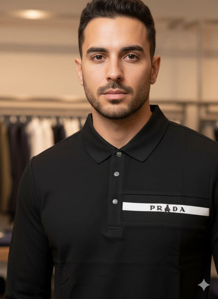luxury Elegant Full Sleeve Black  Polo Shirt