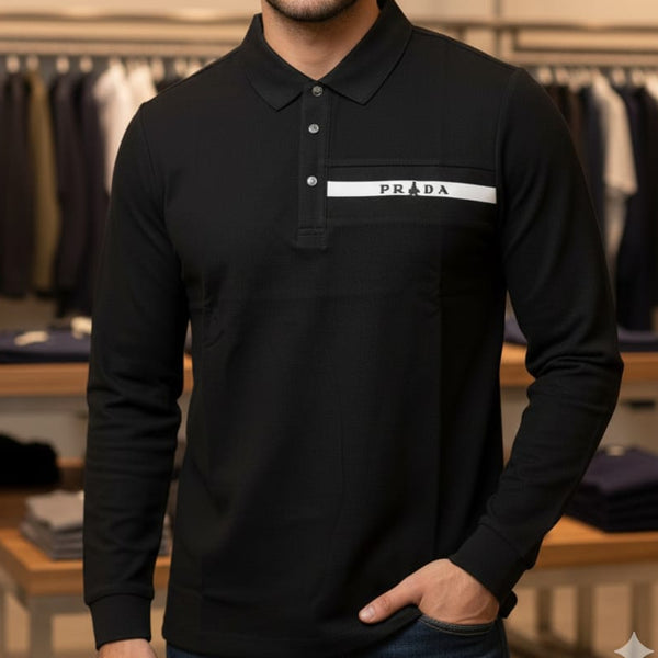 luxury Elegant Full Sleeve Black  Polo Shirt
