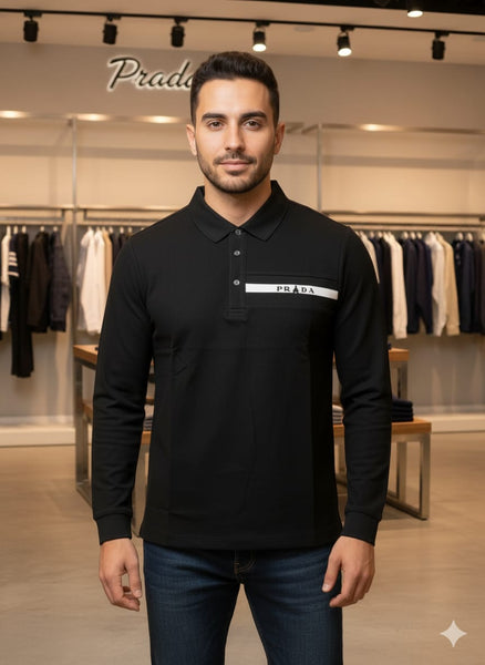 luxury Elegant Full Sleeve Black  Polo Shirt