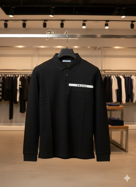 luxury Elegant Full Sleeve Black  Polo Shirt