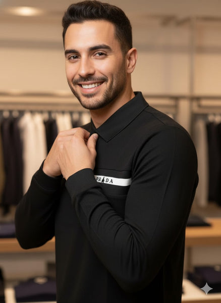 luxury Elegant Full Sleeve Black  Polo Shirt