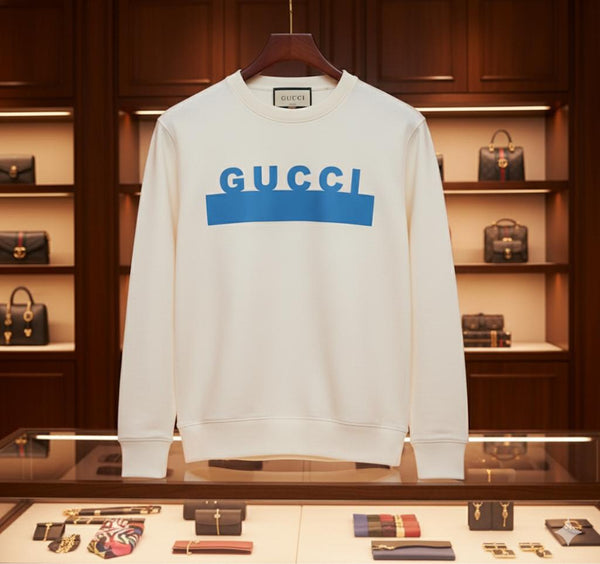 Elegant & Classic Pullover with Bold Blue Logo Print