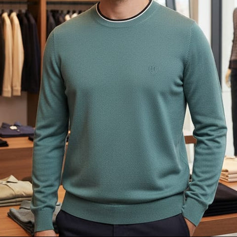 Classic Teal Men’s Knit Sweater Smart & Stylish