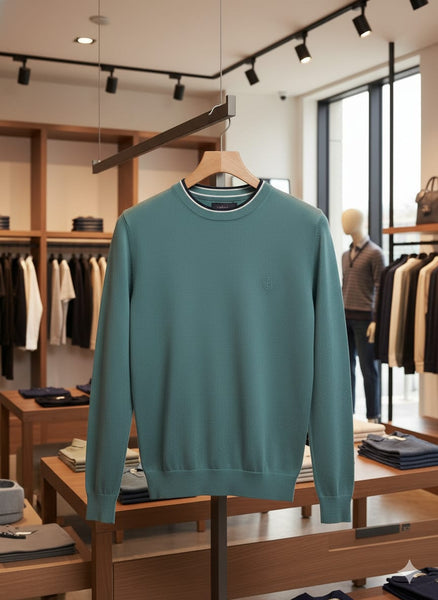 Classic Teal Men’s Knit Sweater Smart & Stylish