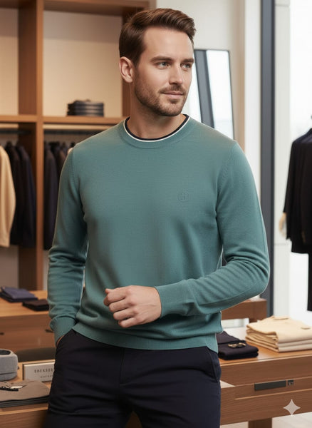 Classic Teal Men’s Knit Sweater Smart & Stylish