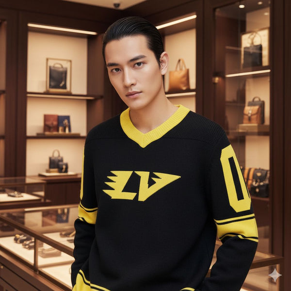 Elegant & Casual Intarsia Football Pullover For Men