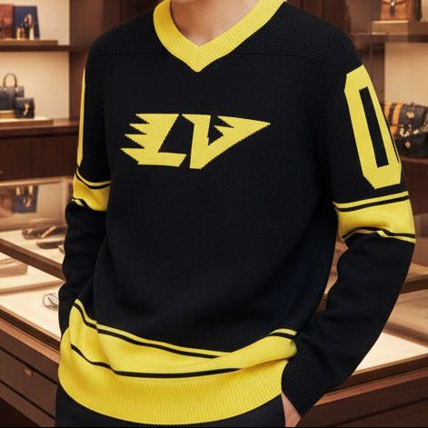 Elegant & Casual Intarsia Football Pullover For Men