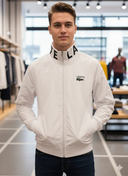 Premium Designer Sporty White Zip-Up Jacket