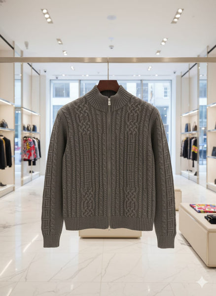 Premium Medusa Cable-Knit Grey Pullover