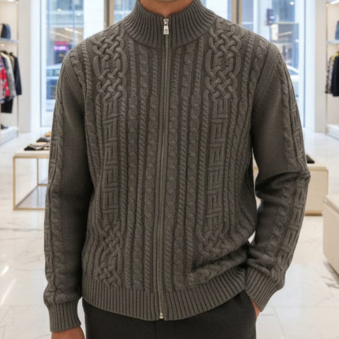 Premium Medusa Cable-Knit Grey Pullover