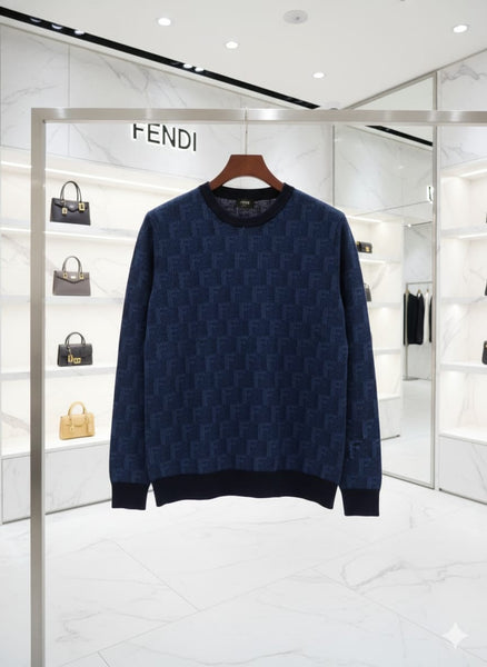 Trendy & Elegant  Navy Blue Monogram Crewneck Sweater