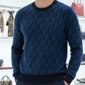 Trendy & Elegant  Navy Blue Monogram Crewneck Sweater