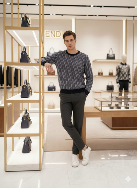 Luxury Elegant Monogram Knit Pullover for Men