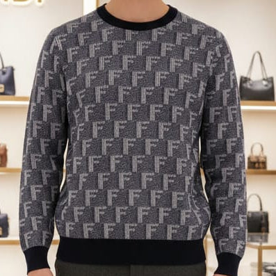 Luxury Elegant Monogram Knit Pullover for Men