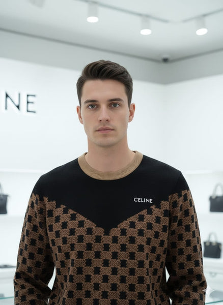 Imported Round Knit Logo Sweater