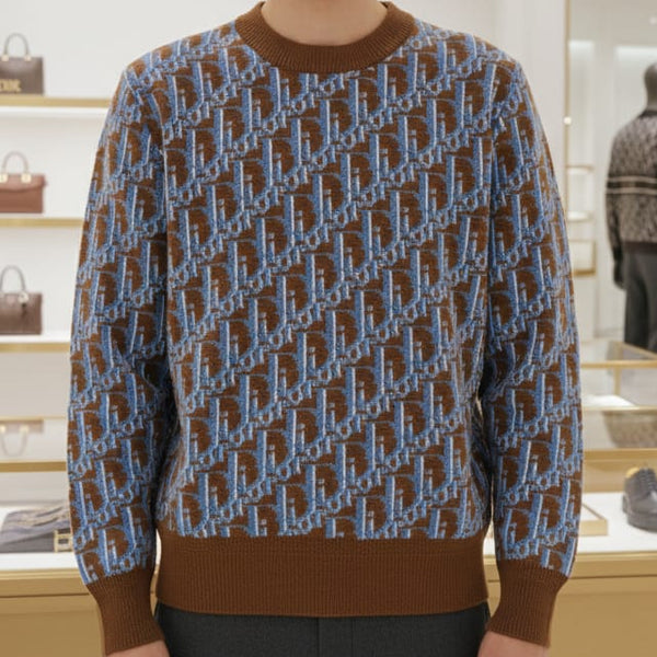 Luxury All-Over Logo Pattern Crewneck Jumper