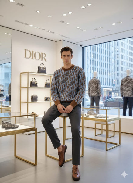 Luxury All-Over Logo Pattern Crewneck Jumper