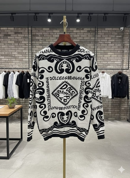 Premium All Over Logo-Print Woolen Pullover
