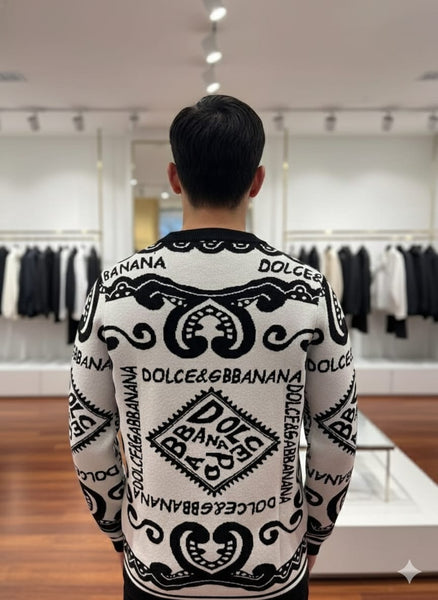 Premium All Over Logo-Print Woolen Pullover