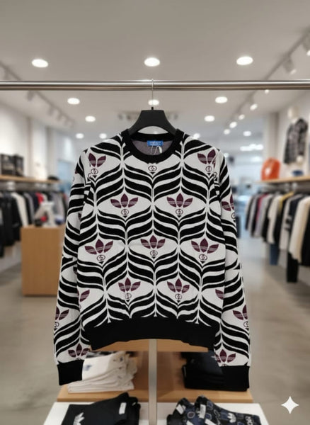 Black and White All-Over Print Trefoil Pullover