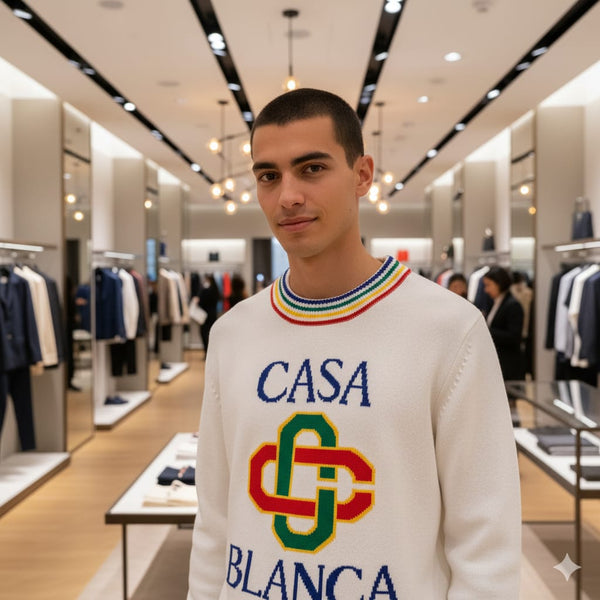 Imported Stacked Logo-Embroidered Pullover