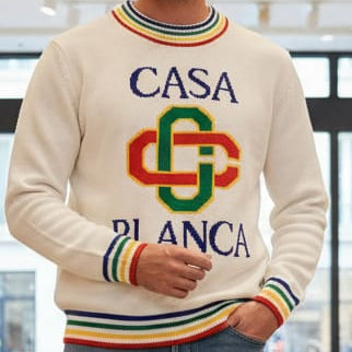 Imported Stacked Logo-Embroidered Pullover