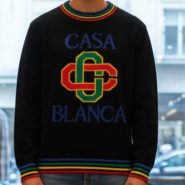 Luxury Imported Stacked Logo-Embroidered Pullover