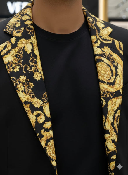Luxury  Baroque Print Black Blazer