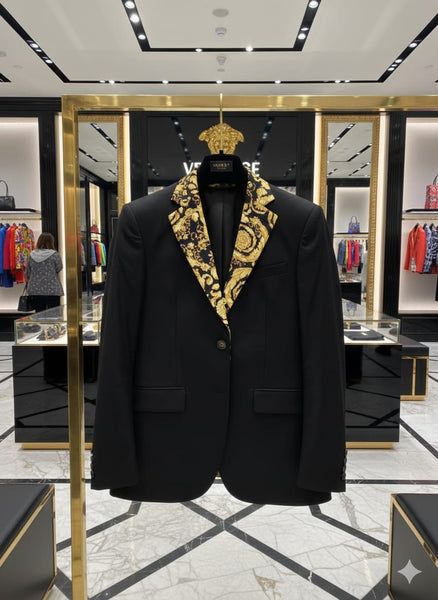 Luxury  Baroque Print Black Blazer